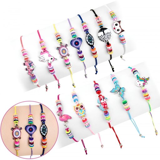 Náramky priateľstva Comius Sharp, 12 ks – ručne tkané, so zvieracím vzorom