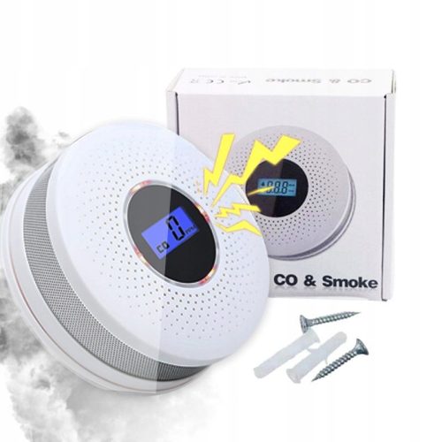 Detektor oxidu uhoľnatého a dymu JKD 512COM s LCD displejom, zvukový alarm 85 dB - 1 ks