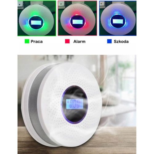 JKD 512COM LCD displej Detektor oxidu uhoľnatého a dymu so zvukovým a svetelným alarmom - 1 ks