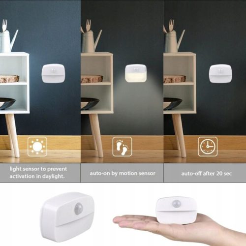 2 ks nástenných LED svietidiel na batérie s pohybovým senzorom – bezdrôtové, PIR senzor