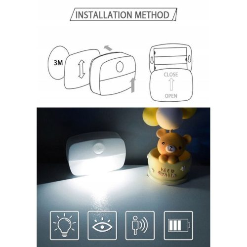 Ansal LED nočné svetlo so senzorom pohybu – bezdrôtové, napájané z batérie, schodiskové svetlo – 2 ks