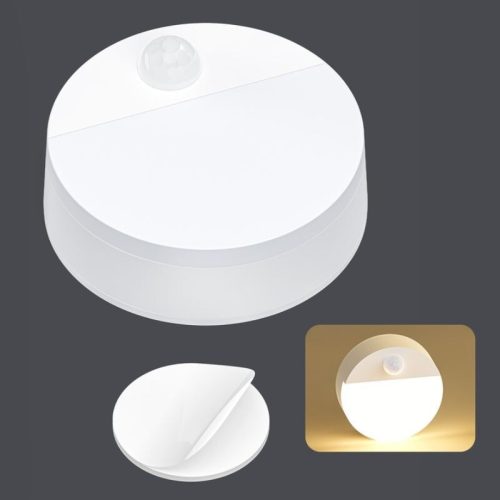 2 ks batériové, bezdrôtové okrúhle LED nástenné svietidlo – s PIR senzorom pohybu, pre nočné osvetlenie