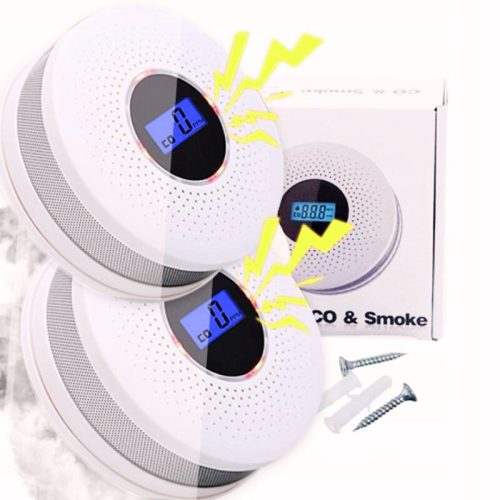 Detektor oxidu uhoľnatého a dymu JKD 512COM s LCD displejom, zvukový alarm 85 dB - 2 ks