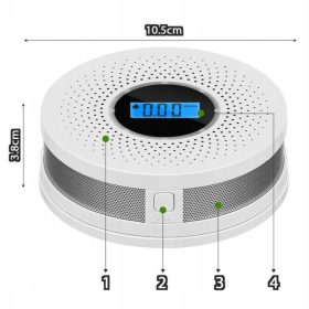   Detektor oxidu uhoľnatého a dymu JKD 512COM s LCD displejom, zvukový alarm 85 dB - 2 ks