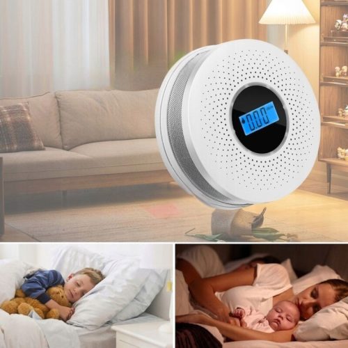 Detektor oxidu uhoľnatého a dymu JKD 512COM s LCD displejom, zvukový alarm 85 dB - 2 ks