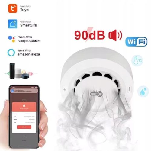 Inteligentný detektor dymu, teplota a vlhkosť - s meračom - TUYA WiFi, 1ks