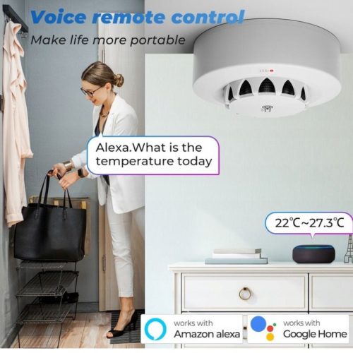 Inteligentný detektor dymu, teplota a vlhkosť - s meračom - TUYA WiFi, 2ks