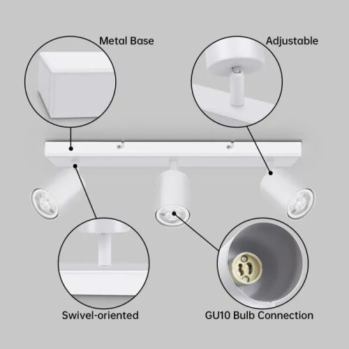 Otočné LED stropné svietidlo Kambo s 3 svetlami (biele)