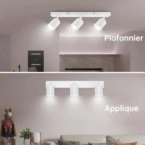 Otočné LED stropné svietidlo Kambo s 3 svetlami (biele)