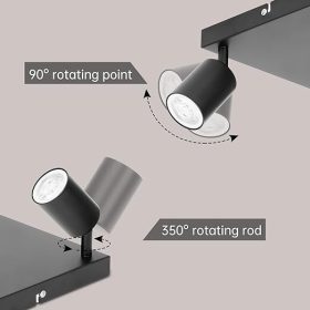   Otočné, nastaviteľné 4-smerové stropné bodové svietidlo Ketom (čierne)