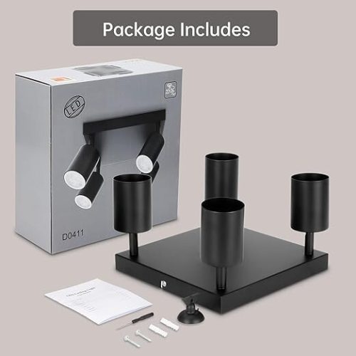 Otočné, nastaviteľné 4-smerové stropné bodové svietidlo Ketom (čierne)