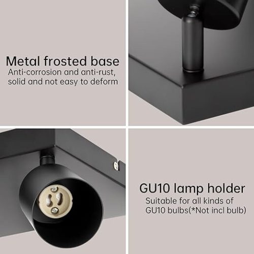 Otočné, nastaviteľné 4-smerové stropné bodové svietidlo Ketom (čierne)