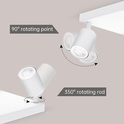 Otočné, nastaviteľné 4-smerné LED stropné športové svetlo Ketom (biele)