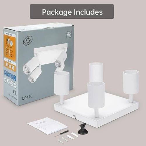 Otočné, nastaviteľné 4-smerné LED stropné športové svetlo Ketom (biele)