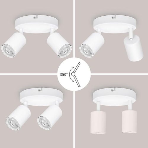 2-svetlové kruhové otočné LED stropné bodové svietidlo Kambo (biele)