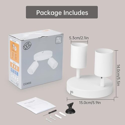 2-svetlové kruhové otočné LED stropné bodové svietidlo Kambo (biele)