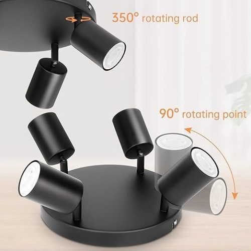 Otočné, nastaviteľné 4-cestné GU10 LED stropné športové svietidlo Ketom (čierne)