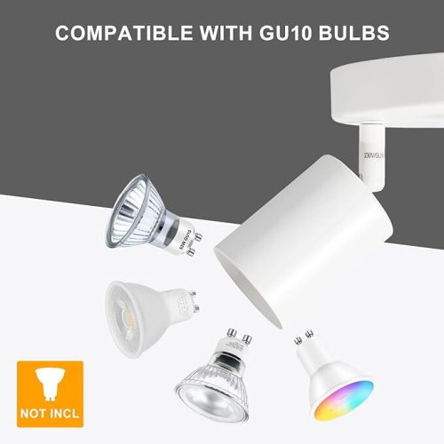 Kambo okrúhle otočné stropné bodové svietidlo LED so 4 horákmi (biele)