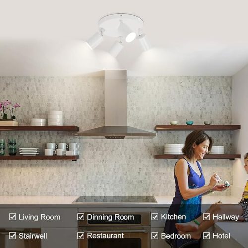 Kambo okrúhle otočné stropné bodové svietidlo LED so 4 horákmi (biele)