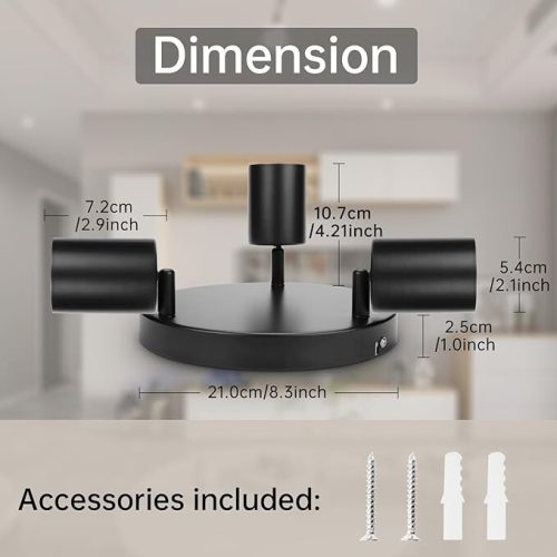 Stropné bodové svietidlo Dehobo - 3-cestné vnútorné osvetlenie, (matná čierna)