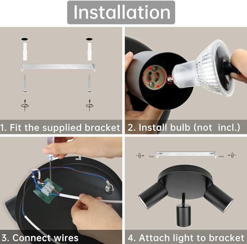 Stropné bodové svietidlo Dehobo - 3-cestné vnútorné osvetlenie, (matná čierna)