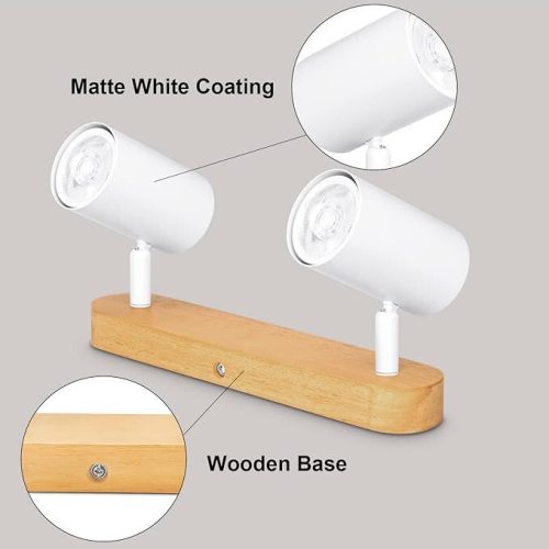 Kambo otočné stropné bodové svietidlo LED s 2 horákmi (biele a drevené)