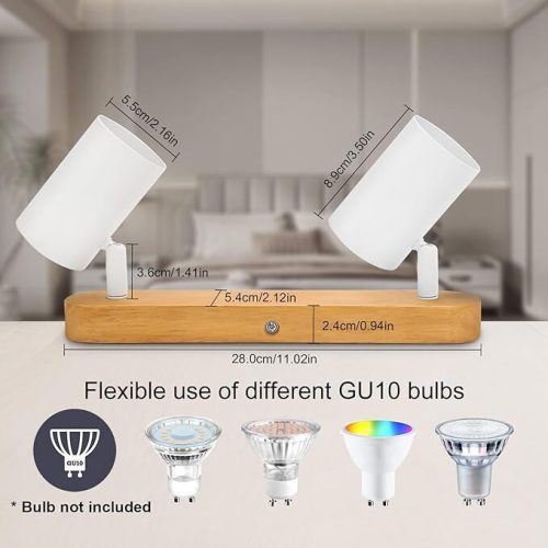 Kambo otočné stropné bodové svietidlo LED s 2 horákmi (biele a drevené)