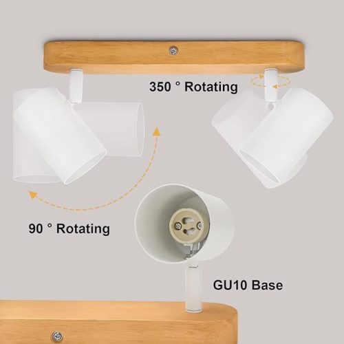 Kambo otočné stropné bodové svietidlo LED s 2 horákmi (biele a drevené)