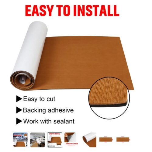 Samolepiaca EVA dlaždica na podlahu pre lode 2400x900x6 mm – svetlohnedý vzor teakového dreva, protišmyková, vodeodolná