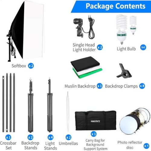 Profesionálna sada pre fotoštúdio Hakutatz – systém štúdiového osvetlenia a pozadia – softbox so stojanmi na osvetlenie – ochranné puzdro v cene