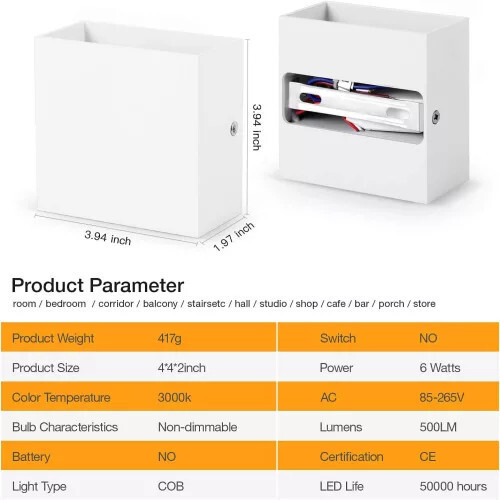 Sada 2 nástenných LED nástenných svietidiel OOWOLF