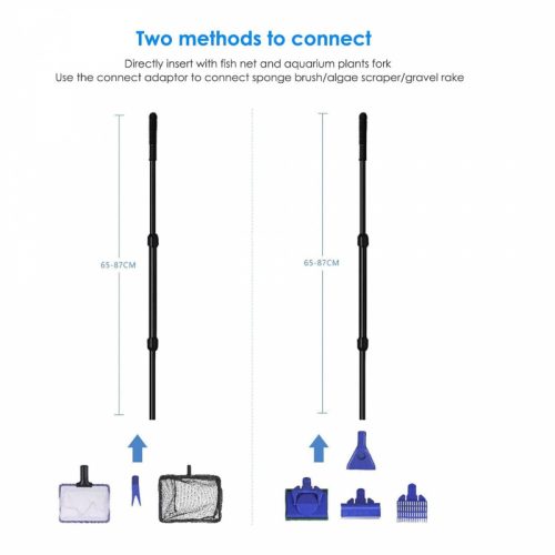 Multifunkčná sada na čistenie akvária – s teleskopickou rukoväťou, sieťkou a kefami