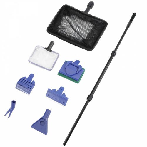 Multifunkčná sada na čistenie akvária – s teleskopickou rukoväťou, sieťkou a kefami