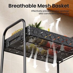 PKBD 3-poschodový kovový vozík na kolieskach – čierny