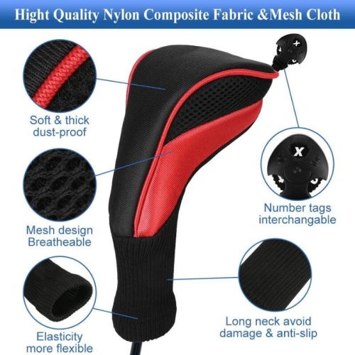 Súprava ochranných návlekov na hlavy golfových palíc LZGOPE – 3 ks (červené)