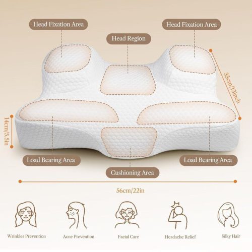 Ergonomický ortopedický vankúš z pamäťovej peny Benazcap v tvare krku a hlavy - biely