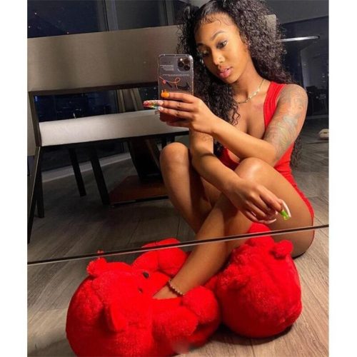 Červené Mamusz pre ženy – veľkosť 36–41, mäkká a teplá vnútorná obuv na zimné použitie doma