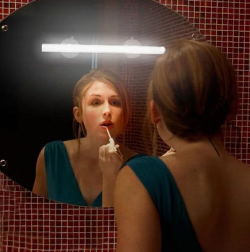 Seventybeauty 30 cm pevné kozmetické zrkadlo s LED diódou – na stôl a na stenu