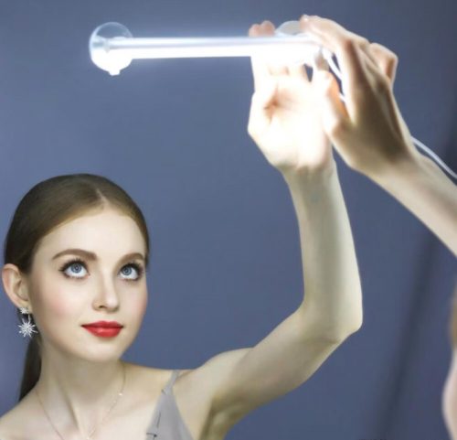 Seventybeauty 30 cm pevné kozmetické zrkadlo s LED diódou – na stôl a na stenu