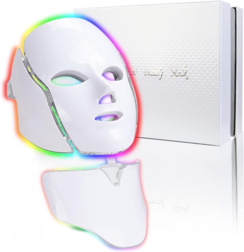 7-farebná LED maska na tvár a krk, svetelná terapia na liečbu akné a zariadenie na omladenie pleti