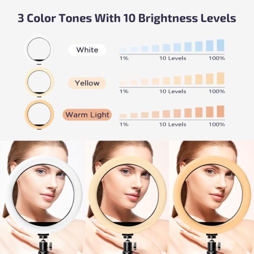 Letscom F-531 25 cm LED kruhové svetlo so stojanom a Bluetooth diaľkovým ovládaním