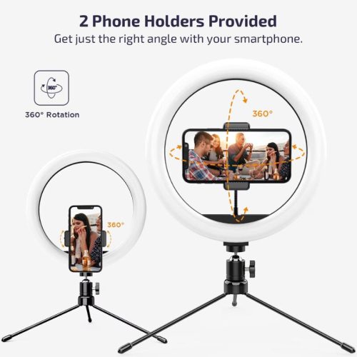 Letscom F-531 25 cm LED kruhové svetlo so stojanom a Bluetooth diaľkovým ovládaním