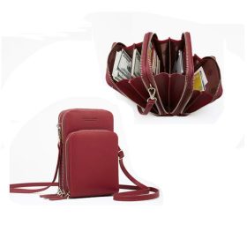 Módna dámska mobilná taška cez rameno (bordová)