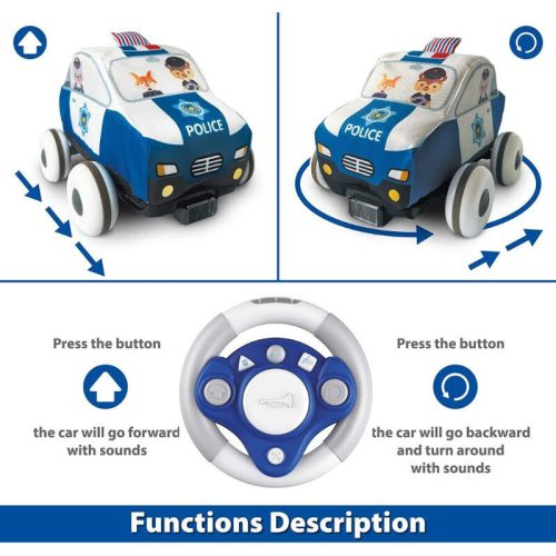 Mäkké auto na diaľkové ovládanie pre bábätká s hracou podložkou (policajné auto)