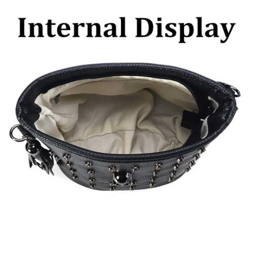 Dámska čierna kabelka so vzorom lebky - módna taška cez rameno na každodenné nosenie