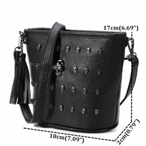 Dámska čierna kabelka so vzorom lebky - módna taška cez rameno na každodenné nosenie