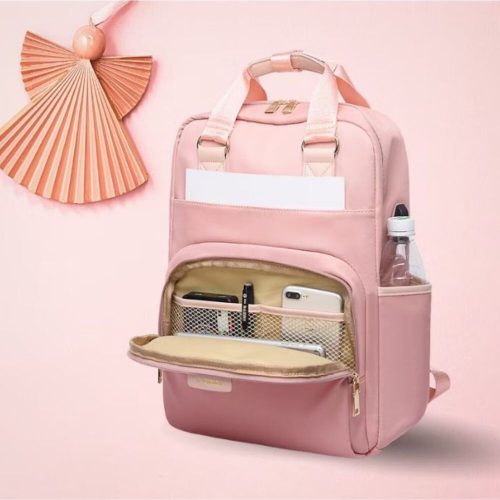 Batoh na notebook J.QMEI, taška s USB konektorom (ružová)