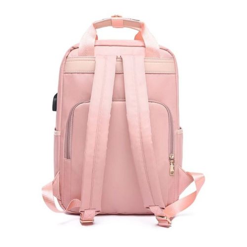 Batoh na notebook J.QMEI, taška s USB konektorom (ružová)