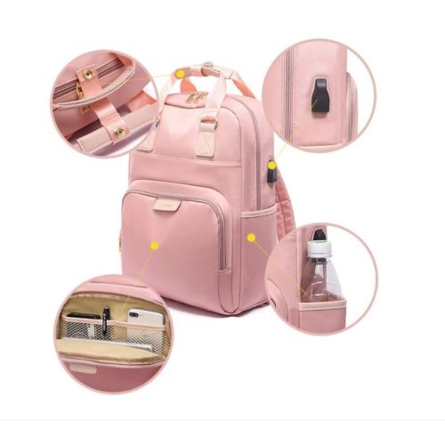 Batoh na notebook J.QMEI, taška s USB konektorom (ružová)