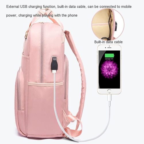 Batoh na notebook J.QMEI, taška s USB konektorom (ružová)